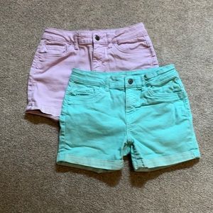 Bundle of 2 girls Falls Creek shorts, purple and mint green, size Large (10/12)